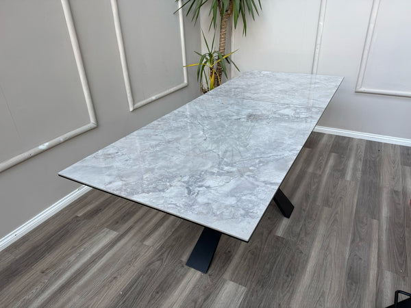 Crete Large Extending Ceramic Dining Table Marble Top Effect 180-220cm