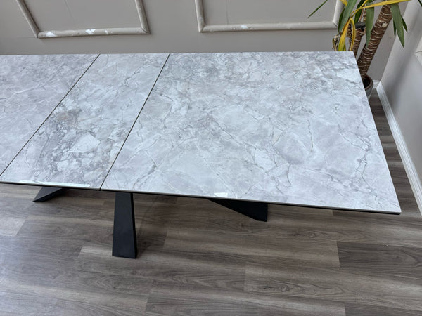 Crete Large Extending Ceramic Dining Table Marble Top Effect 180-220cm