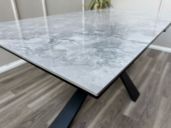 Crete Large Extending Ceramic Dining Table Marble Top Effect 180-220cm