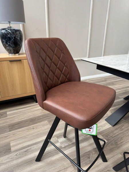 Mars Swivel Bar Stool Faux Red Tan Leather Kitchen High Chair (Choose Quantity)