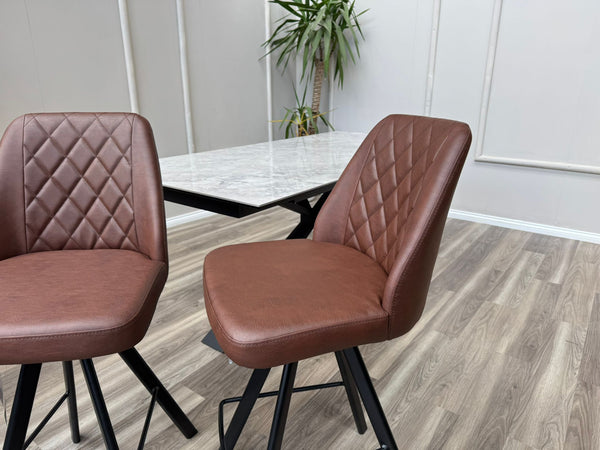 Mars Swivel Bar Stool Faux Red Tan Leather Kitchen High Chair (Choose Quantity)