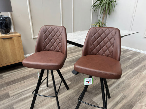 Mars Swivel Bar Stool Faux Red Tan Leather Kitchen High Chair (Choose Quantity)