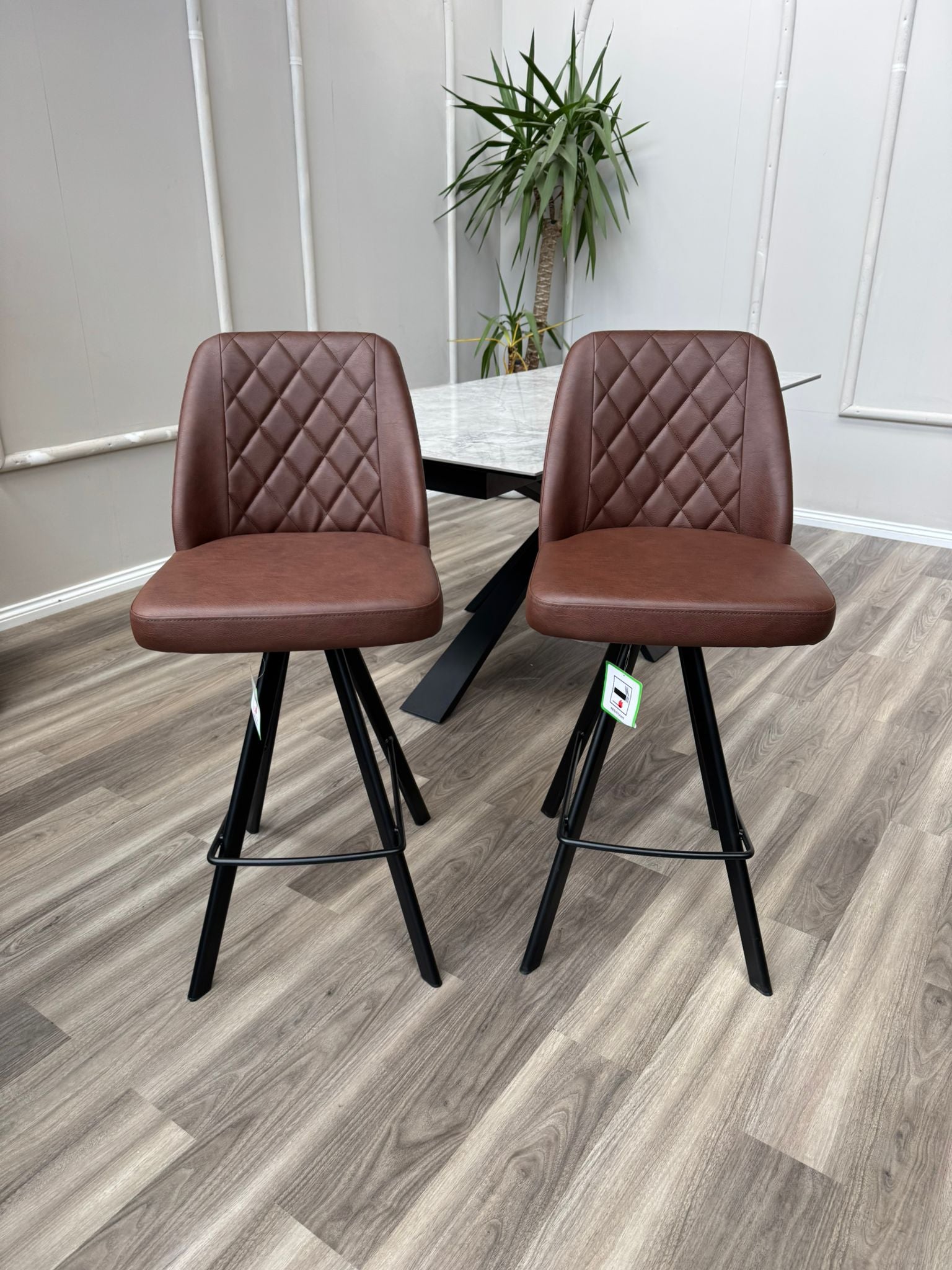 Mars Swivel Bar Stool Faux Red Tan Leather Kitchen High Chair (Choose Quantity)