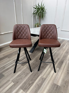 Mars Swivel Bar Stool Faux Red Tan Leather Kitchen High Chair (Choose Quantity)