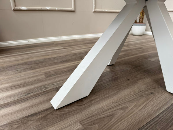 Glacier Extending Ceramic White Dining Table Marble Top Effect