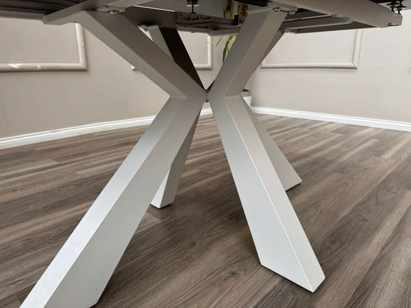 Glacier Extending Ceramic White Dining Table Marble Top Effect