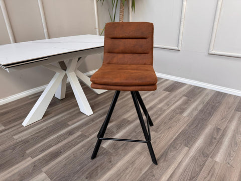 Njord Swivel Bar Stool Rust Fabric Scandinavian Style Kitchen High Chair (Choose Quantity)