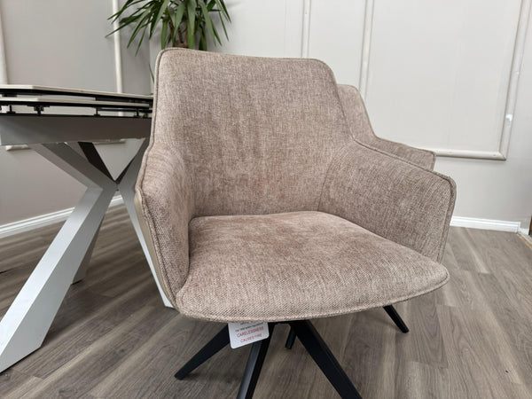 Jose Swivel Pebble Dining Chairs Hybrid Fabric Faux Leather Stylish Kitchen Chairs