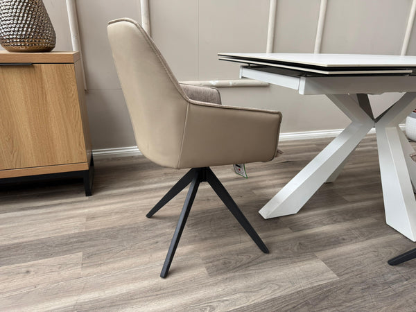 Jose Swivel Pebble Dining Chairs Hybrid Fabric Faux Leather Stylish Kitchen Chairs