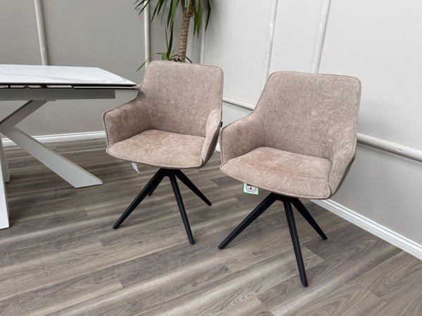 Jose Swivel Pebble Dining Chairs Hybrid Fabric Faux Leather Stylish Kitchen Chairs