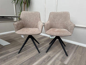 Jose Swivel Pebble Dining Chairs Hybrid Fabric Faux Leather Stylish Kitchen Chairs