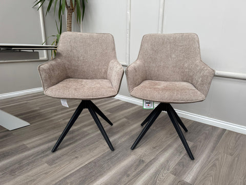 Jose Swivel Pebble Dining Chairs Hybrid Fabric Faux Leather Stylish Kitchen Chairs