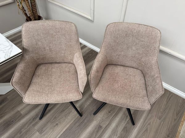 Jose Swivel Pebble Dining Chairs Hybrid Fabric Faux Leather Stylish Kitchen Chairs