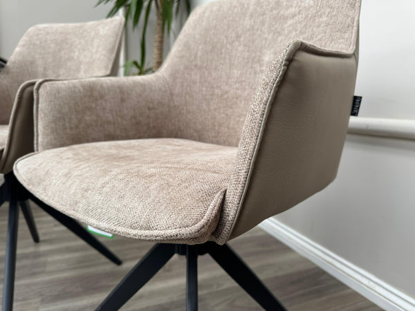 Jose Swivel Pebble Dining Chairs Hybrid Fabric Faux Leather Stylish Kitchen Chairs
