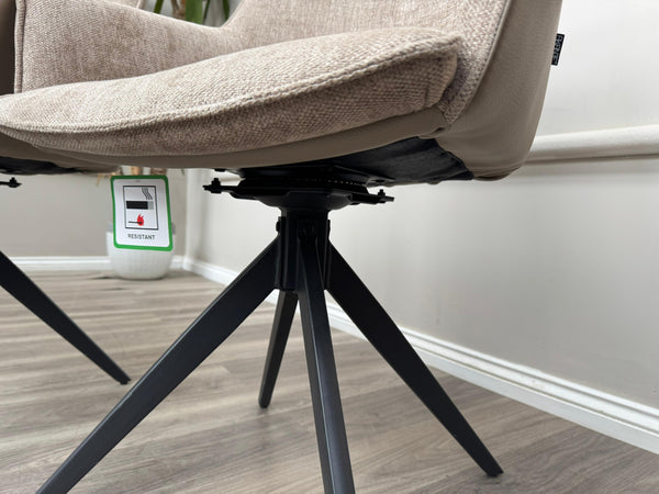Jose Swivel Pebble Dining Chairs Hybrid Fabric Faux Leather Stylish Kitchen Chairs