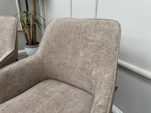 Jose Swivel Pebble Dining Chairs Hybrid Fabric Faux Leather Stylish Kitchen Chairs