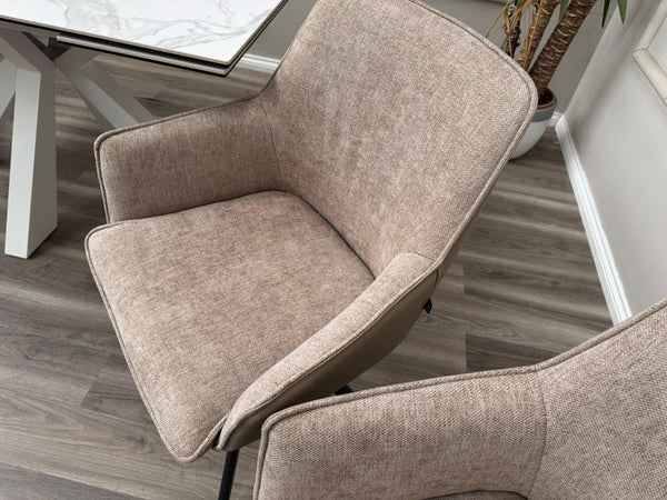 Jose Swivel Pebble Dining Chairs Hybrid Fabric Faux Leather Stylish Kitchen Chairs