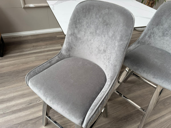Gabana Silver Fabric Swivel Bar Stool Kitchen High Chairs