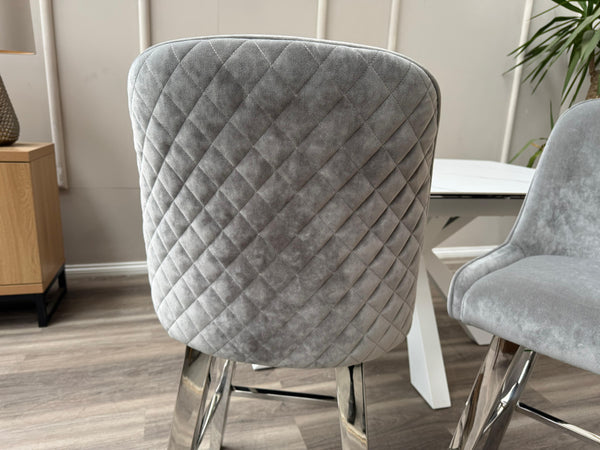 Gabana Silver Fabric Swivel Bar Stool Kitchen High Chairs