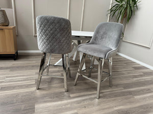 Gabana Silver Fabric Swivel Bar Stool Kitchen High Chairs