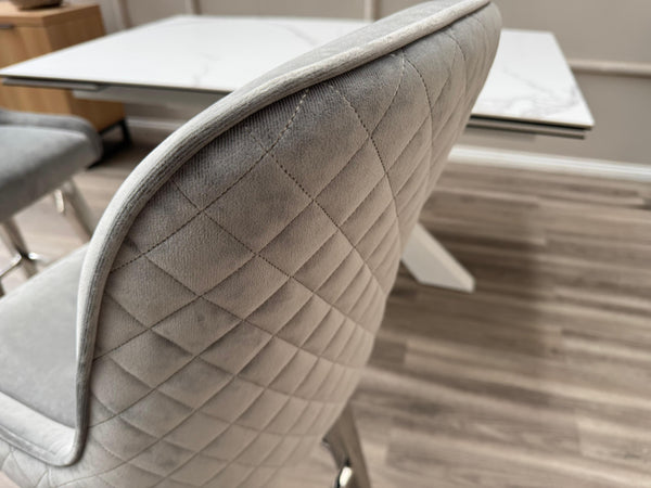 Gabana Silver Fabric Swivel Bar Stool Kitchen High Chairs