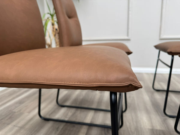 Maya Connubia Italian Design Tan Faux Leather Dining Chair - Black Legs (choose quantity)
