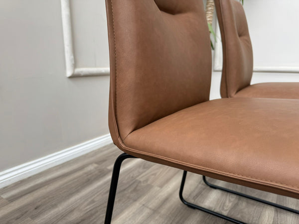 Maya Connubia Italian Design Tan Faux Leather Dining Chair - Black Legs (choose quantity)
