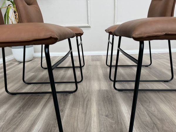 Maya Connubia Italian Design Tan Faux Leather Dining Chair - Black Legs (choose quantity)