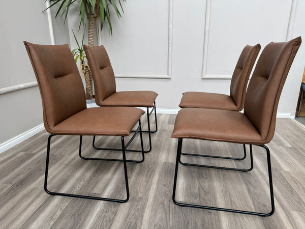 Maya Connubia Italian Design Tan Faux Leather Dining Chair - Black Legs (choose quantity)