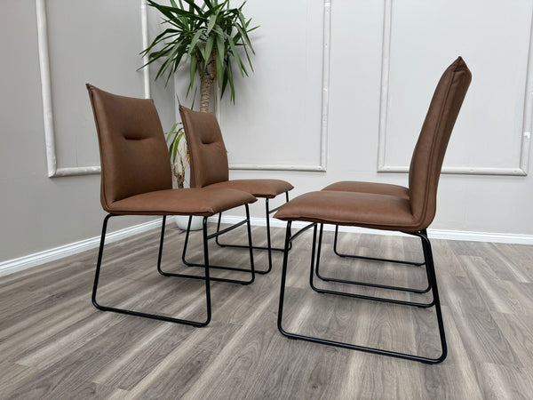 Maya Connubia Italian Design Tan Faux Leather Dining Chair - Black Legs (choose quantity)
