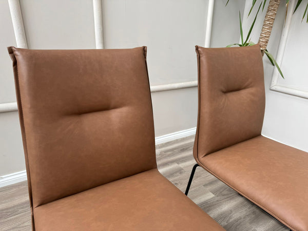 Maya Connubia Italian Design Tan Faux Leather Dining Chair - Black Legs (choose quantity)