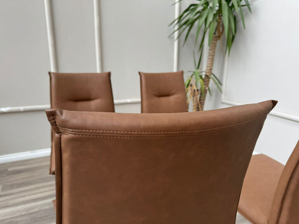 Maya Connubia Italian Design Tan Faux Leather Dining Chair - Black Legs (choose quantity)