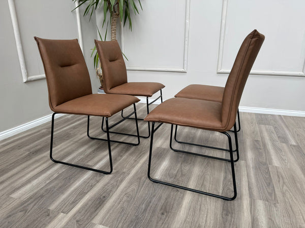 Maya Connubia Italian Design Tan Faux Leather Dining Chair - Black Legs (choose quantity)