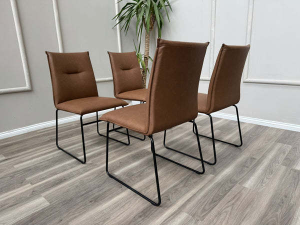 Maya Connubia Italian Design Tan Faux Leather Dining Chair - Black Legs (choose quantity)
