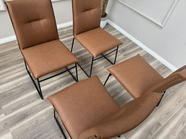 Maya Connubia Italian Design Tan Faux Leather Dining Chair - Black Legs (choose quantity)