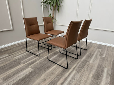 Maya Connubia Italian Design Tan Faux Leather Dining Chair - Black Legs (choose quantity)