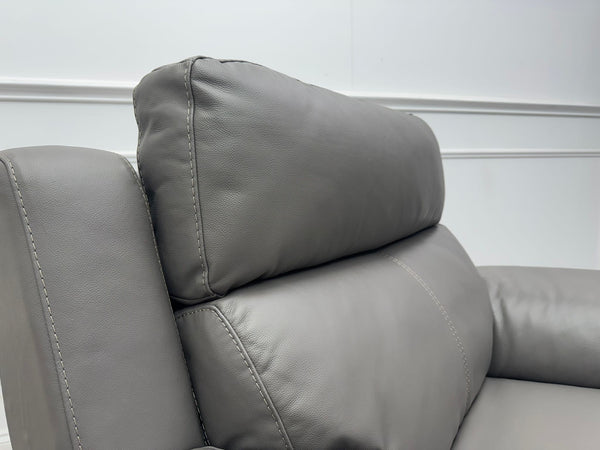 Missouri Grey Leather 3 2 1 Seater Power Recliner Large Sofa Set