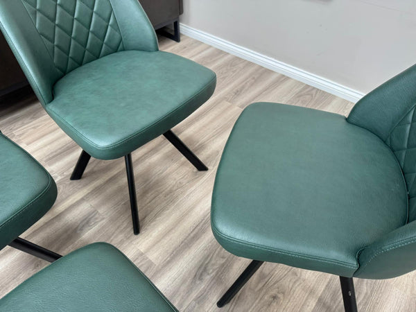 Mars Swivel Dining Chairs Faux Green Leather Kitchen Chairs