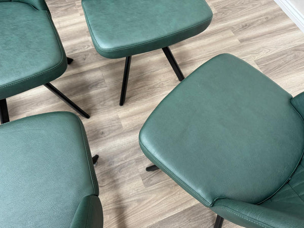 Mars Swivel Dining Chairs Faux Green Leather Kitchen Chairs