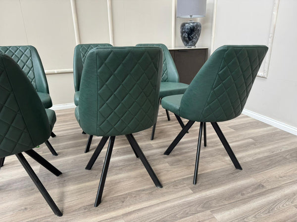 Mars Swivel Dining Chairs Faux Green Leather Kitchen Chairs