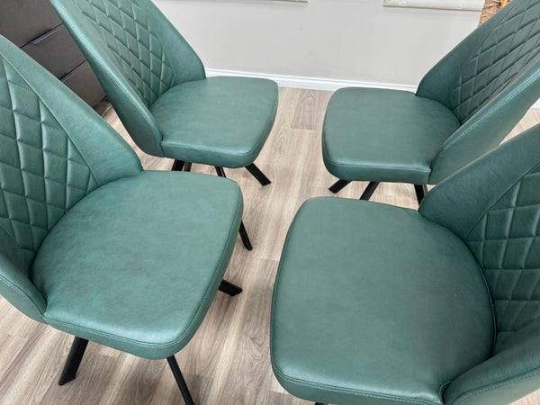 Mars Swivel Dining Chairs Faux Green Leather Kitchen Chairs