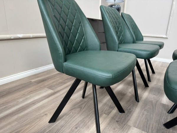 Mars Swivel Dining Chairs Faux Green Leather Kitchen Chairs