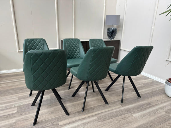 Mars Swivel Dining Chairs Faux Green Leather Kitchen Chairs