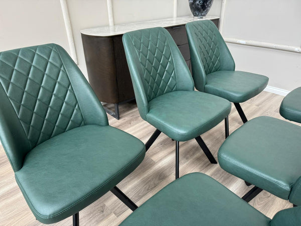 Mars Swivel Dining Chairs Faux Green Leather Kitchen Chairs