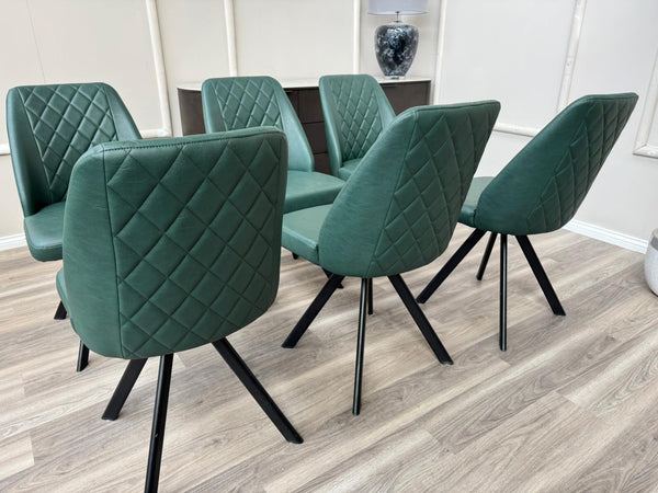 Mars Swivel Dining Chairs Faux Green Leather Kitchen Chairs