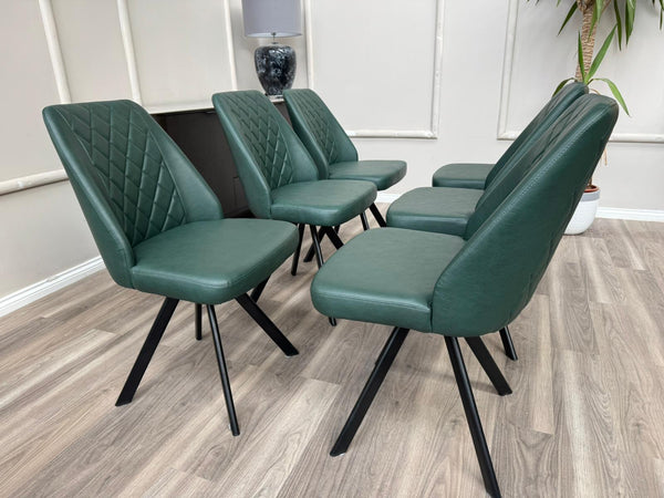 Mars Swivel Dining Chairs Faux Green Leather Kitchen Chairs