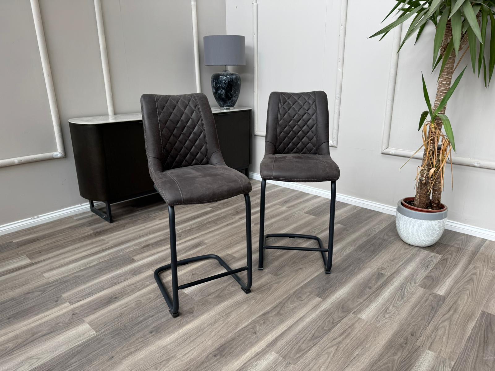 Baltimore Charcoal Grey Faux Leather Bar Stool Stylish Aesthetic Kitchen Chairs