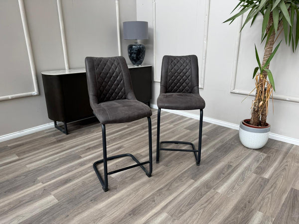 Baltimore Charcoal Grey Faux Leather Bar Stool Stylish Aesthetic Kitchen Chairs
