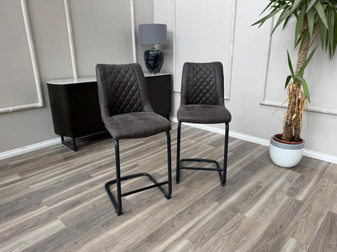 Baltimore Charcoal Grey Faux Leather Bar Stool Stylish Aesthetic Kitchen Chairs