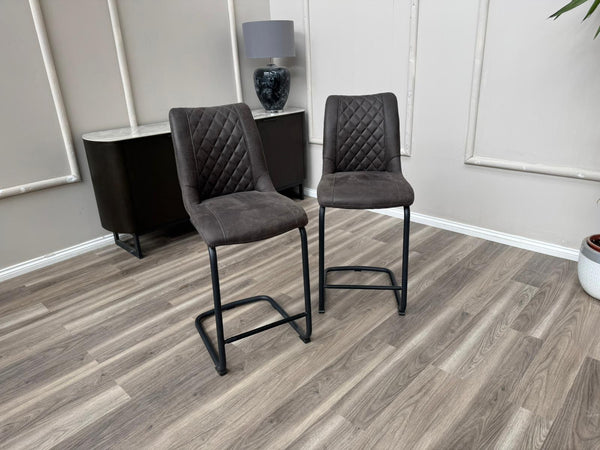 Baltimore Charcoal Grey Faux Leather Bar Stool Stylish Aesthetic Kitchen Chairs